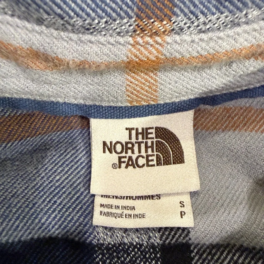 The North Face Mens Plaid Flannel‎ Long Sleeve Button Down Shirt Blue Grey Small